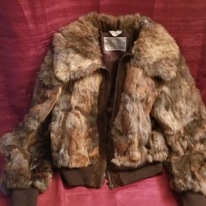 Vintage genuine rabbit fur bomber